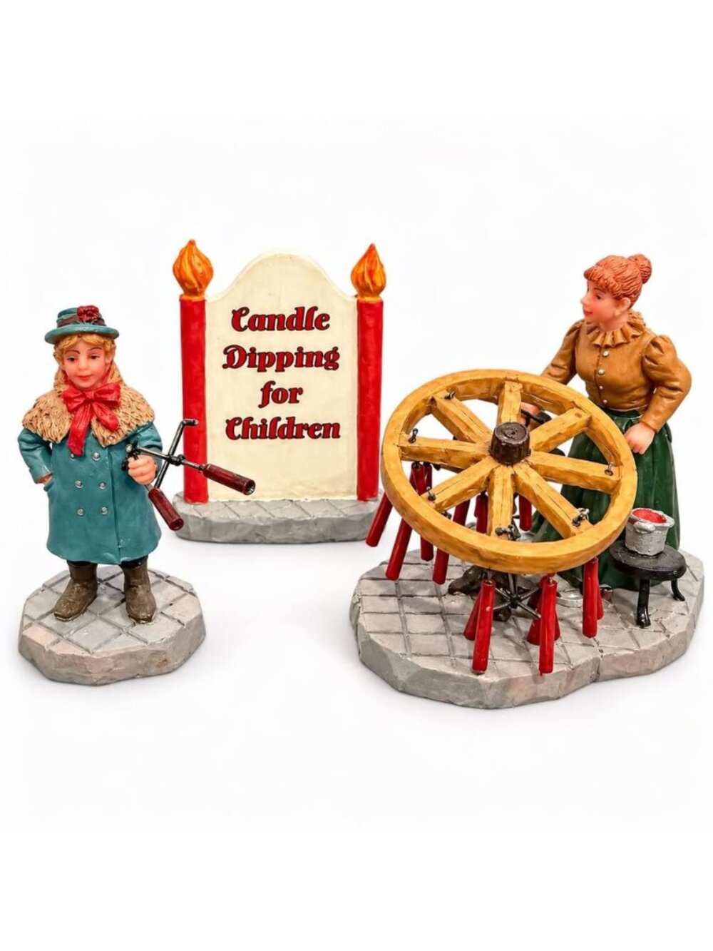 Lemax Candle Dipping Fun #32687 Retired 2003 Complete 3 Piece Set